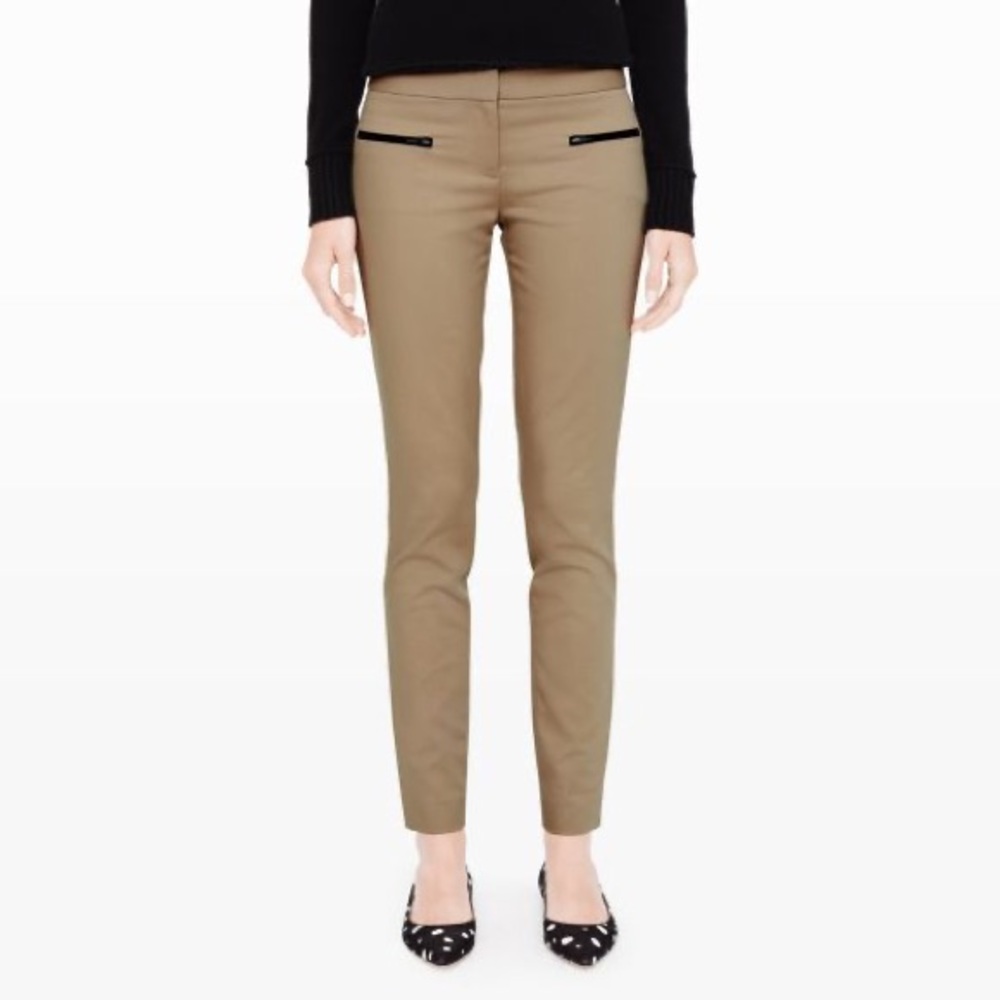 Club Monaco Emily Khaki Slim Pants Leather Details